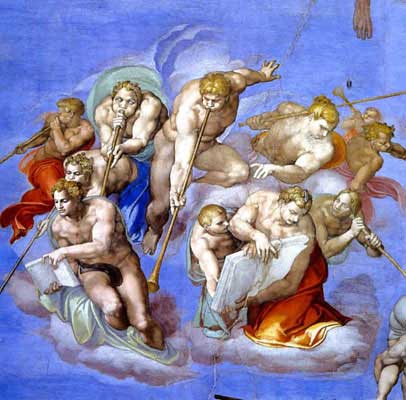 406x400 Angels Trumpets Michelangelo the Last Judgement