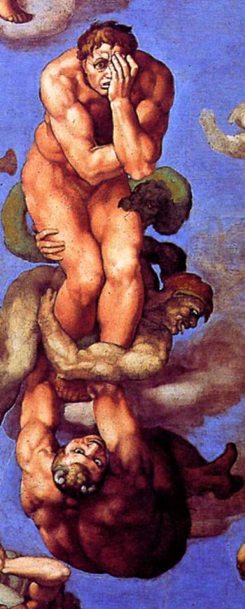Michelangelo's famous Damned Man. Michelangelo's famous Damned Man.