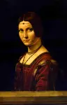 Leonardo's portrait of Lucrezia Crivelli, known as La Belle Ferroniere. She was the second mistress of Ludovico Sforza, The Duke of Milan.