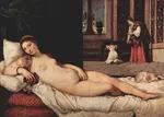The Venus of Urbino is an exercise in female eroticism, it is derived from Giorgione's Sleeping Venus.