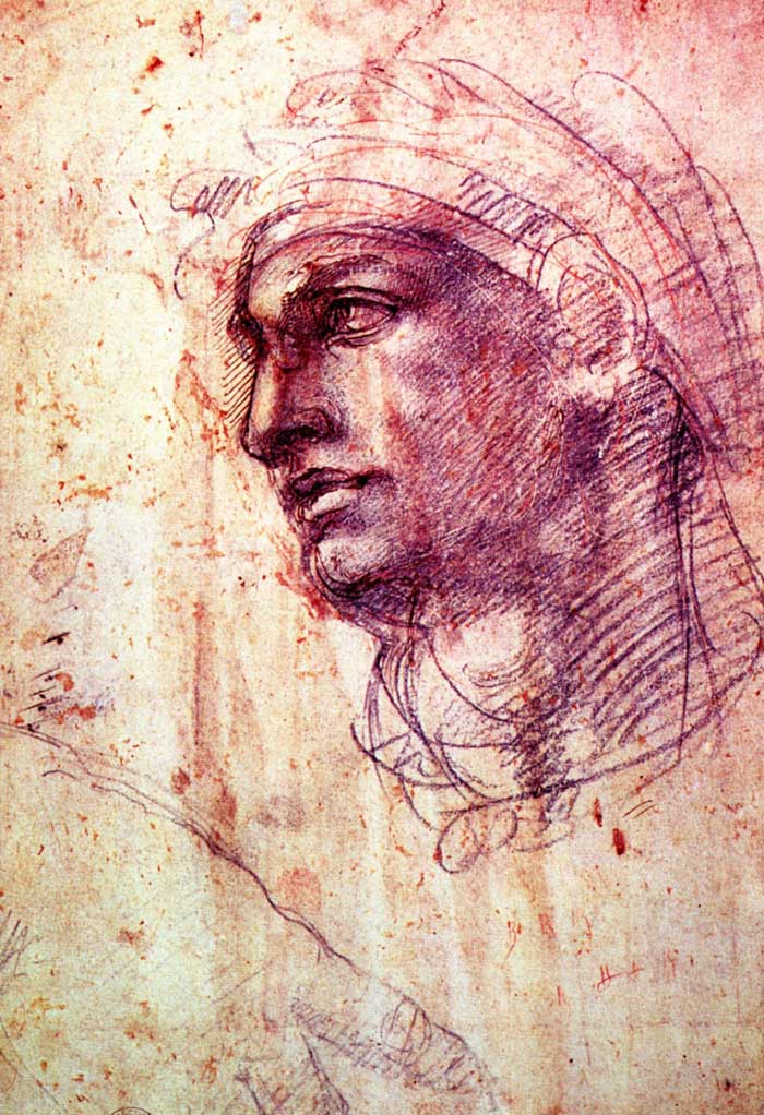 Study of a head by Michelangelo