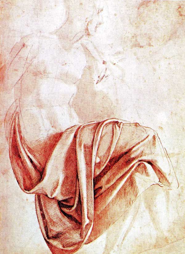Michelangelo, study of drapery