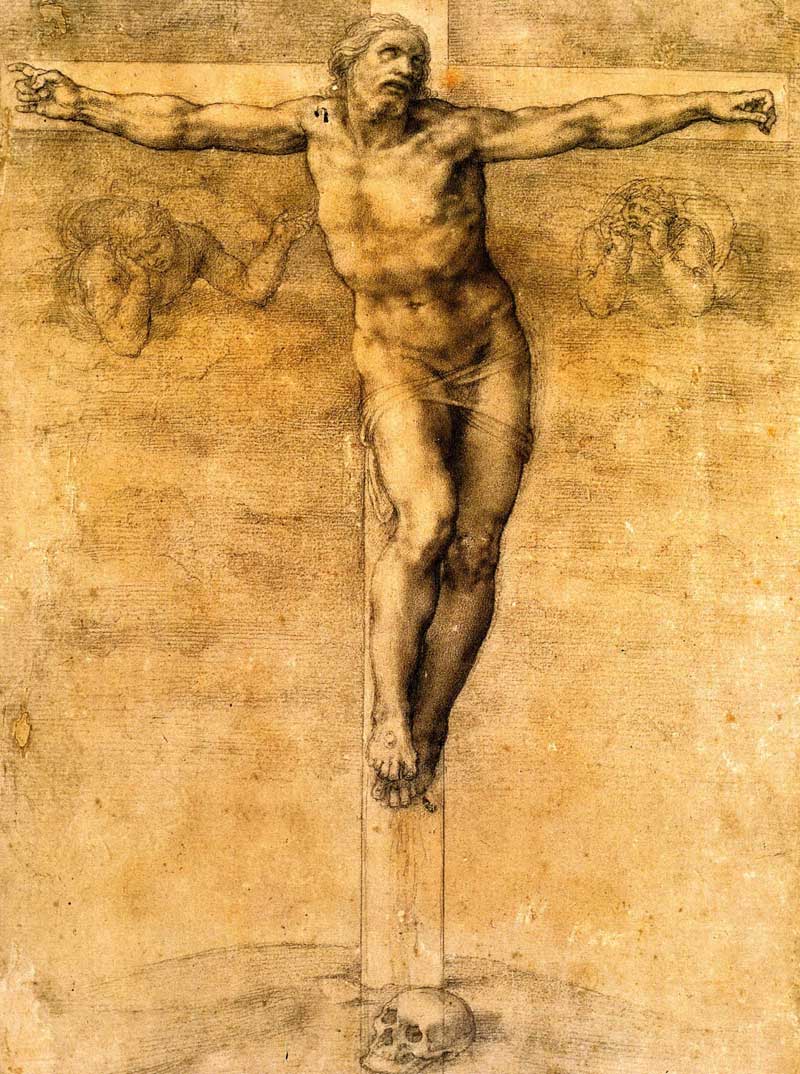 Michelangelo, study for the Crucifixion of Christ. 