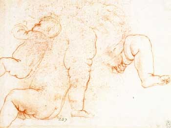 Studies of a baby by Leonardo da Vinci.
