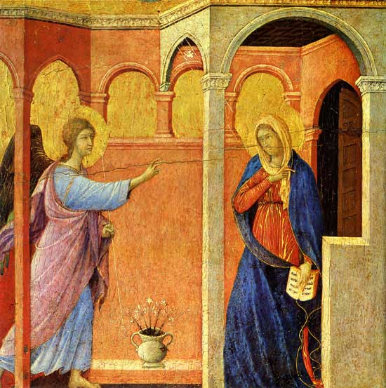 Annunciation by Duccio.