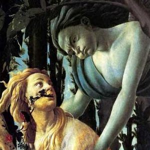 Zephyrus and the nymph Chloris detail from Botticelli's Primavera